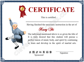 Editable Shaolin Kung Fu Certificates