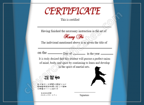 Printable Shin Ji Kung Fu Certificate
